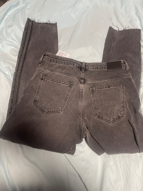 Zara Straight-Leg Jeans with Side Sparkle Stripe — Charcoal - Picture 4 of 4